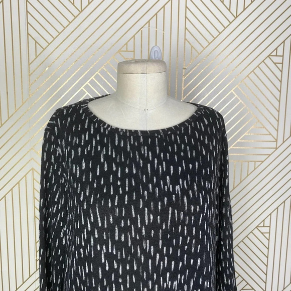 Clara Sun‎ Woo Black Brushstroke Printed Knit Tunic Dress Size US Medium - Picture 3 of 8